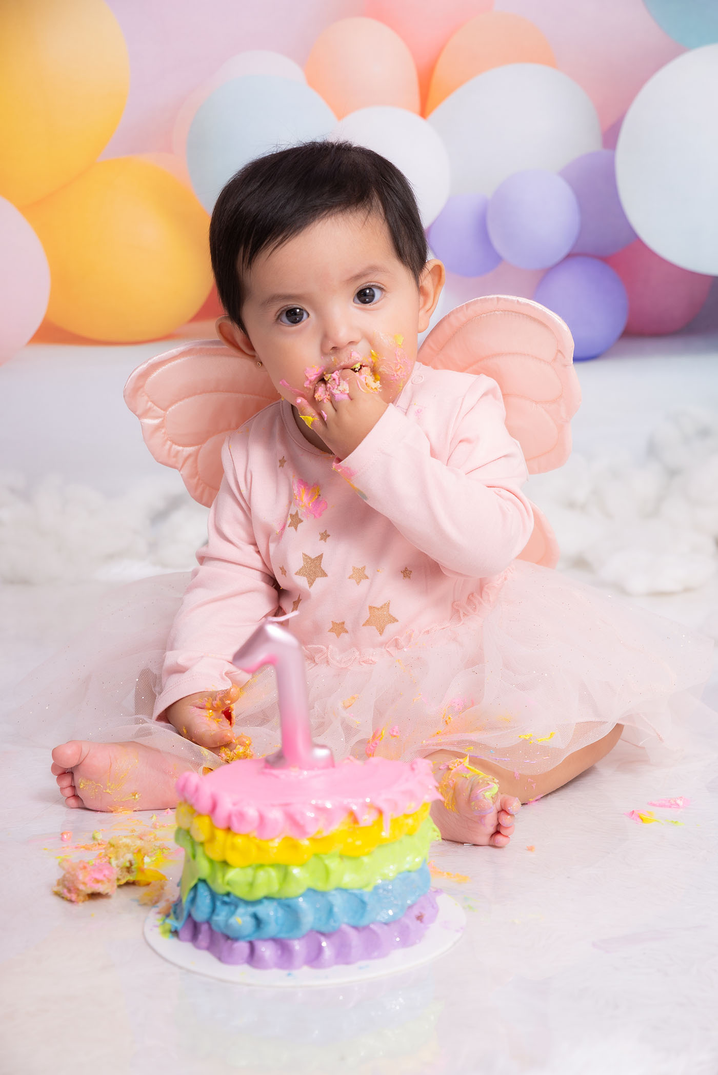 Sesión de fotos de bebé con pastel